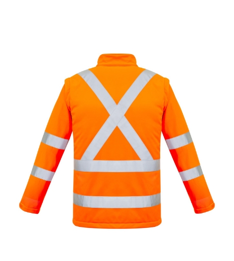 Picture of Syzmik, Unisex Hi Vis X Back 2 in 1 Softshell Rain Jacket