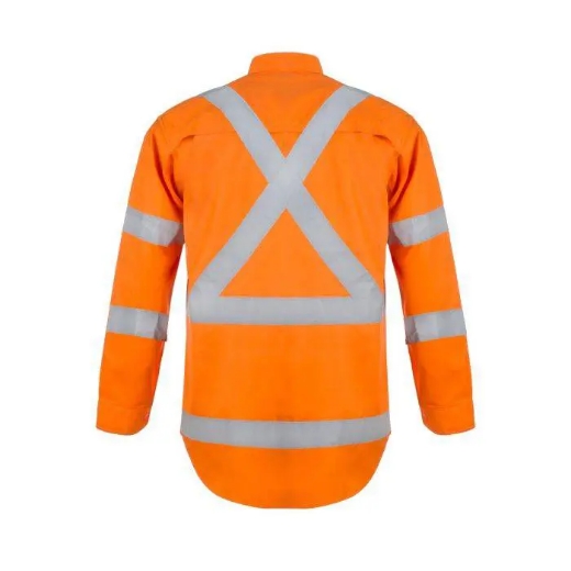 Picture of WorkCraft, Hi Vis Long Sleeve Shirt W X Pattern And CSR Reflective Tape -Night Use Only