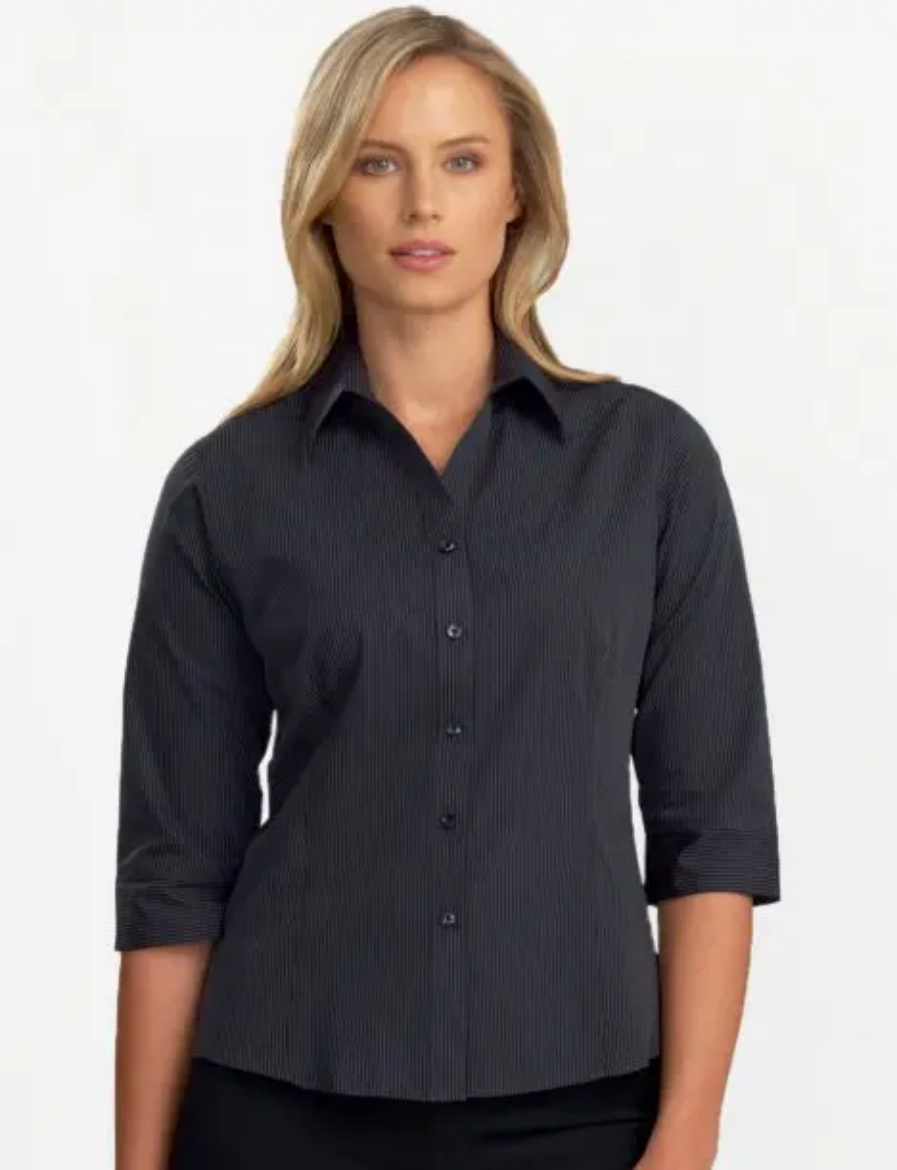 Picture of John Kevin - Ladies 3/4 Sleeve Dark Stripe Charcoal - 22